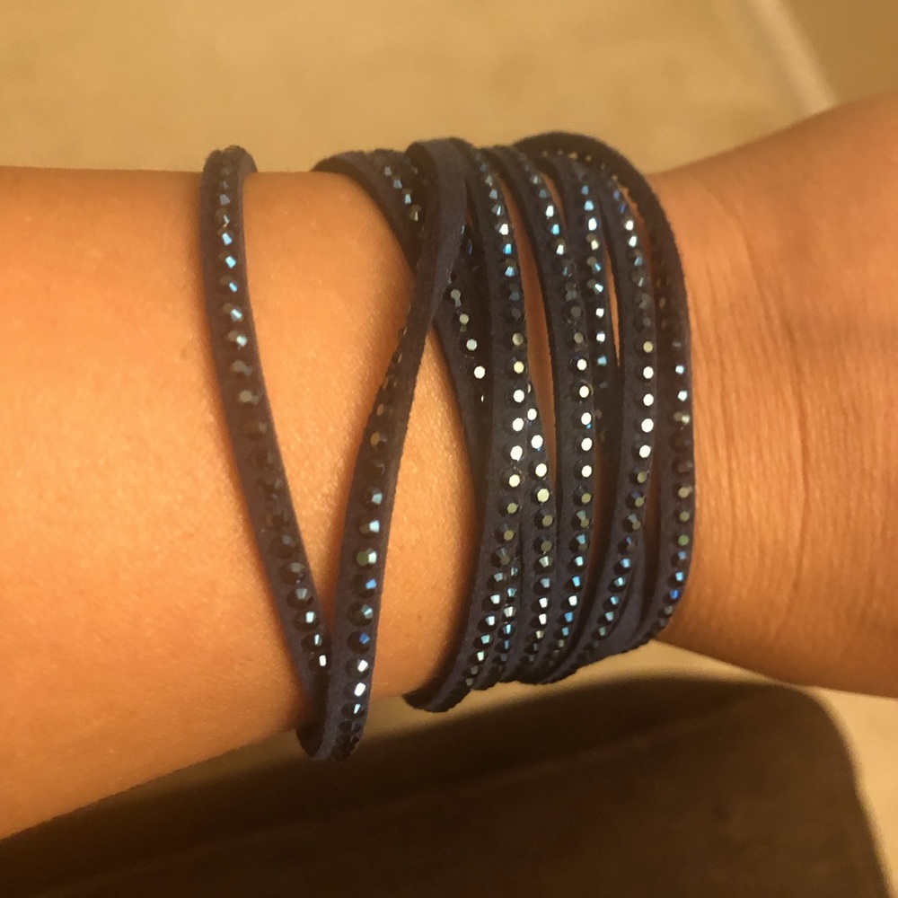 Touchstone Crystals by Swarovski dark blue wrap bracelet.